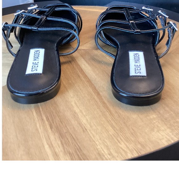 Steve Madden Shatter Pointed Toe Mule Flats Black Patent Leather Women Size 7.5M - Picture 3 of 6